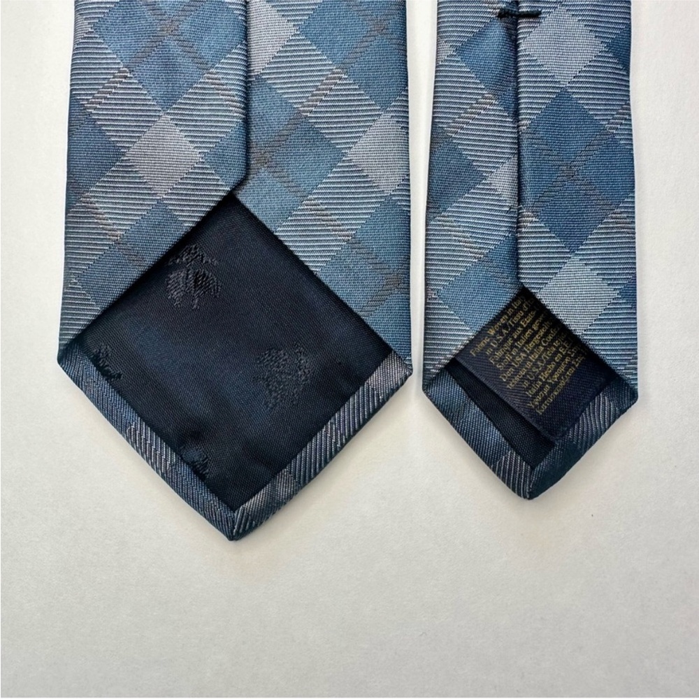 BROOKS BROTHERS Makers & Merchants Skinny/Slim Blue Checkered Silk Tie, 2.75” - Picture 5 of 6